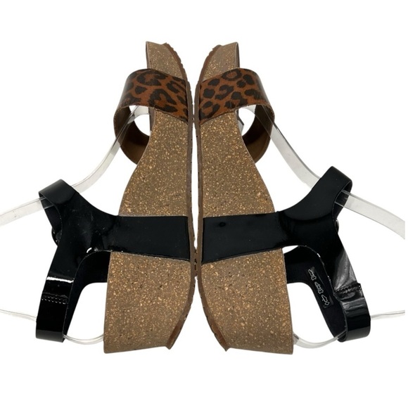 Mephisto Bayton Animal Print 2 Tone Comfort Wedge Leather Sandals Women’s 39 - Picture 9 of 13